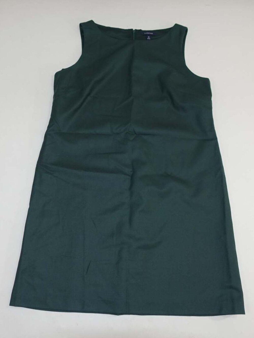 Lands' End Women's Sleeveless Shift Dress Size 16 Evergreen 100% Wool Lined